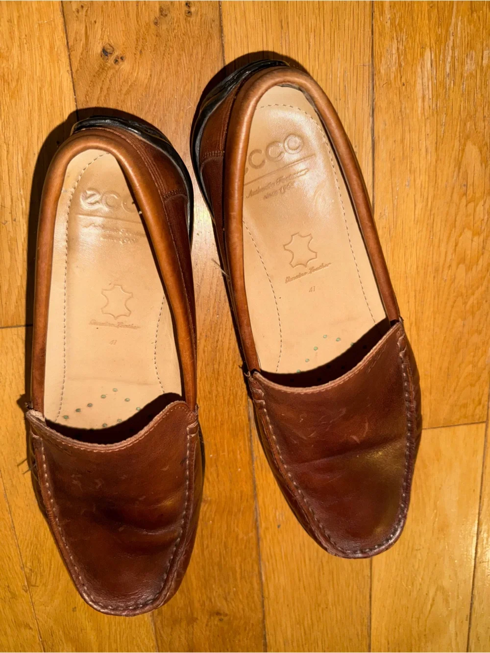 Ecco Men’s Chestnut Leather Slip-On Loafers